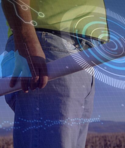 Standing,Engineer,Holding,Blueprint,In,Farm,Field,At,Sunset,,With Standing,Engineer,Holding,Blueprint,In,Farm,Field,At,Sunset,,With